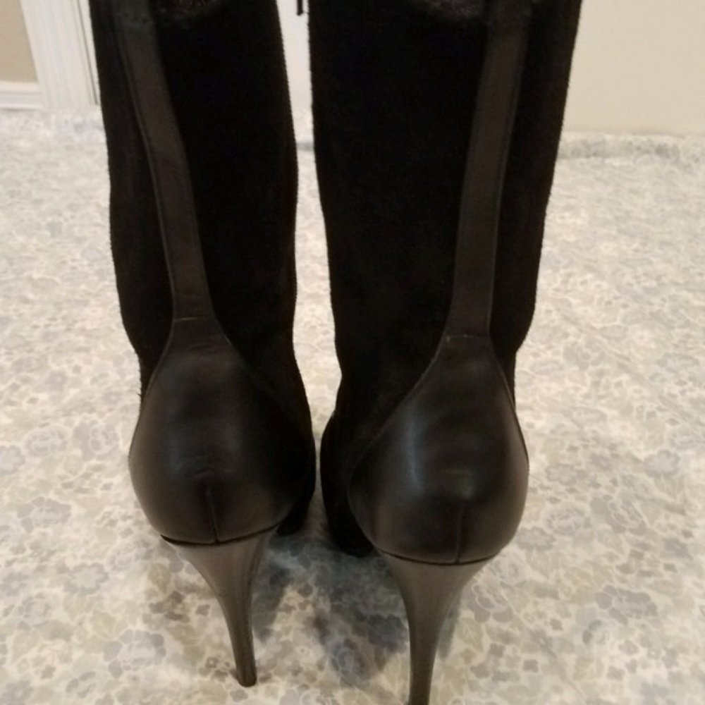 Black Suede Tory heeled moto type boot by Charles David - Picture 4 of 6